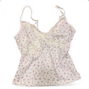 Floral Lace Trim Cami Top